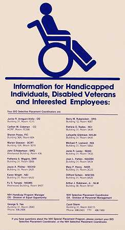 残疾人、残疾退伍军人和感兴趣的员工信息`Information for handicapped individuals, disabled veterans, and interested employees by National Institutes of Health