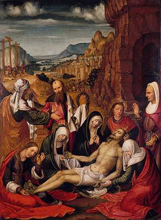 为基督的尸体哀悼`Mourning over the Dead Body of Christ (circa 1507) by Paolo da San Leocadio