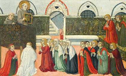 圣贝纳迪诺的布道`The Preaching of Saint Bernardino by Sano di Pietro
