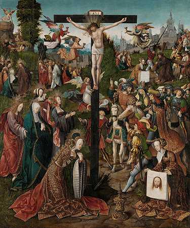 受难`The Crucifixion (c. 1507 ~ c. 1510) by Jacob Cornelisz. van Oostsanen