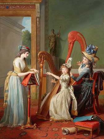 竖琴课`The Harp Lesson (1791) by Jean Antoine Théodore Giroust