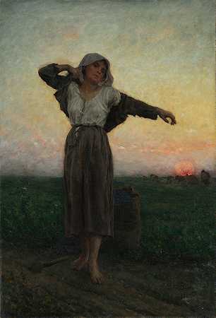 疲惫的拾荒者`The Tired Gleaner (1880) by Jules Breton