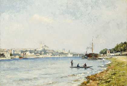 塞纳河，帕西`La Seine, à Passy (1880) by Stanislas Lépine