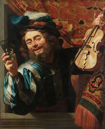 快乐的小提琴手`The Merry Fiddler (1623) by Gerard van Honthorst