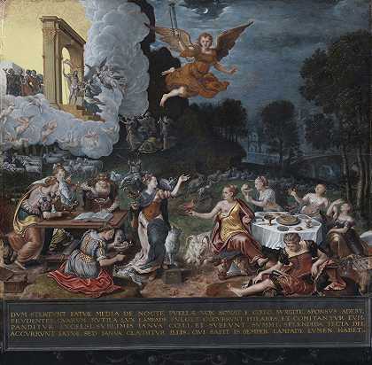智慧与愚蠢女子的寓言`An Allegory of the Wise and the Foolish Virgins (1570) by Hans Eworth