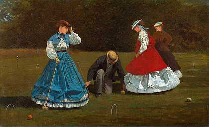 槌球戏`Croquet Scene (1866) by Winslow Homer