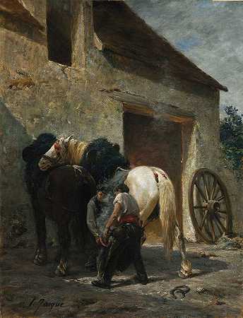 铁匠`Blacksmiths (after 1887) by Émile Jacque