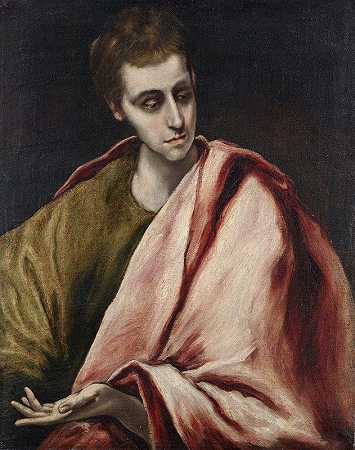 圣约翰`St. John (1590–1595) by El Greco (Domenikos Theotokopoulos)
