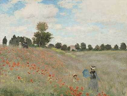 罂粟田`Poppy Field (1881) by Claude Monet