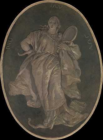 象征谨慎的寓言人物`Allegorical Figure Representing Prudence (1760) by workshop of Giovanni Battista Tiepolo