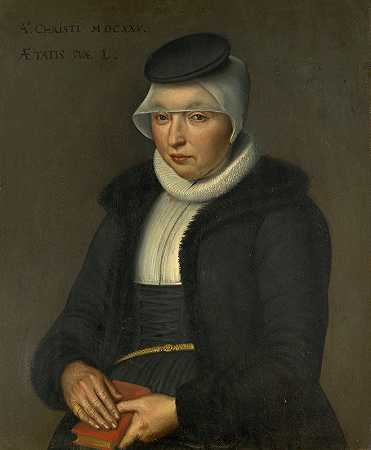 彼得·里夫的妻子多萝西娅·瓦瑟胡恩的肖像`Portrait of Dorothea Wasserhuhn, Wife of Peter Ryff (1625) by Bartholomäus Sarburgh