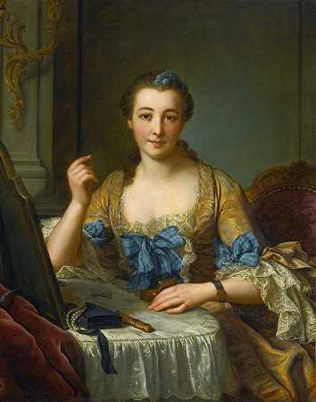 加斯特侯爵夫人肖像`Portrait Of The Marquise De Gast (1743) by Donat Nonnotte