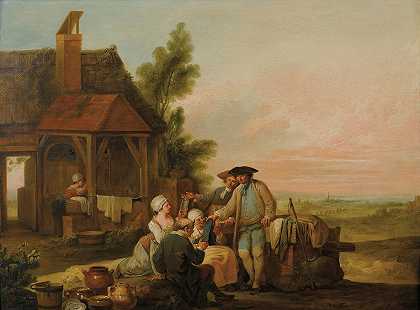小贩`The peddler (1779) by Louis Joseph Watteau