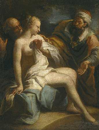 苏珊娜和长老们`Susannah And The Elders by Circle of Jacopo Amigoni