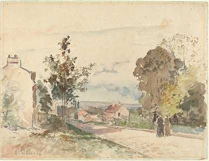 从凡尔赛到卢韦西恩斯的道路`The Road from Versailles to Louveciennes (c. 1872) by Camille Pissarro