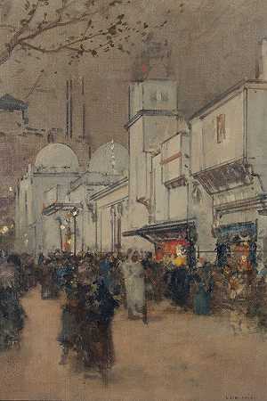 国家街，L1900年世界博览会`La rue des Nations, à lExposition Universelle de 1900 (1900) by Luigi Loir