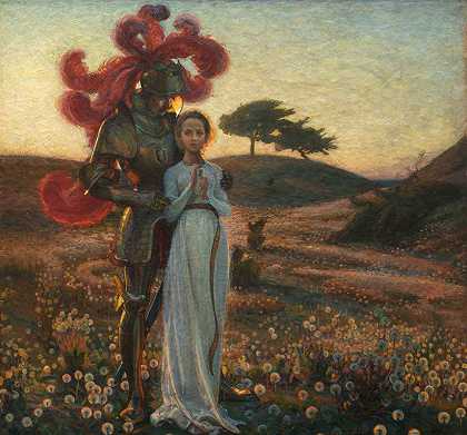 骑士与少女`The Knight and the Maiden (1897) by Richard Bergh