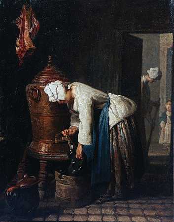 在蓄水池取水的女人`Woman Drawing Water at the Cistern by Jean-Baptiste-Siméon Chardin