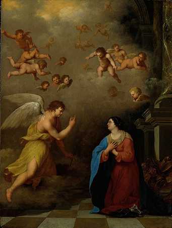 圣母之死的预告`Annunciation of the Death of the Virgin (1660s) by Johan Van Haensbergen