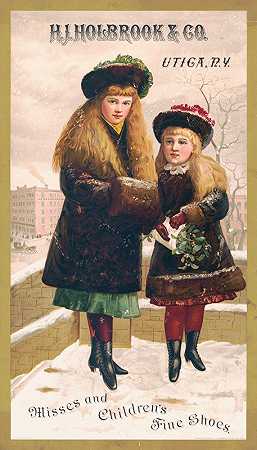 霍尔布鲁克纽约尤蒂卡小姐儿童精品鞋有限公司`H.J. Holbrook & Co., Utica, N.Y., misses and children fine shoes (1885) by Julius Bien