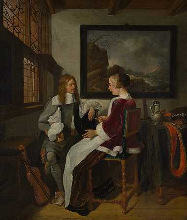 感伤的谈话`Sentimental Conversation (early 1660s) by Quirijn Van Brekelenkam