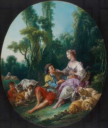 他们在想葡萄（葡萄干）`Are They Thinking about the Grape (Pensent~ils au raisin ) (1747) by François Boucher