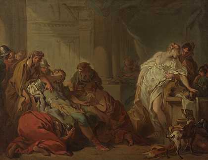 梅勒格之死`Death of Meleager (circa 1727) by François Boucher
