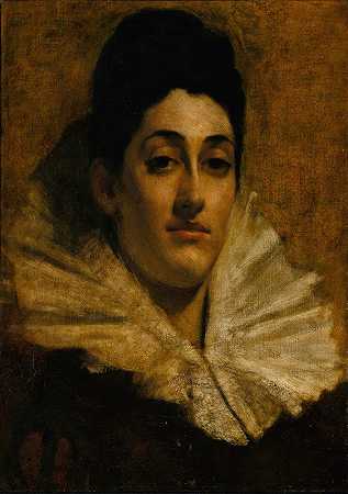 弗朗西斯·C·休斯顿肖像`Portrait of Frances C. Houston (ca. 1880~1889) by Thomas Wilmer Dewing
