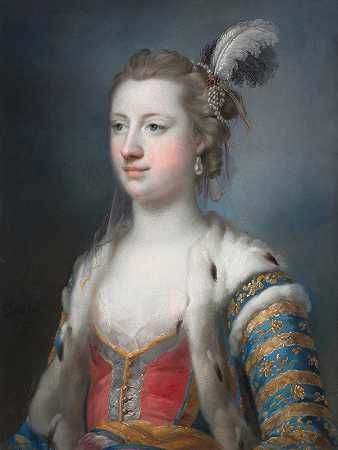 右侧尊敬的玛丽·拉德克利夫夫人（1732-1798），弗朗西斯·爱的妻子，Esq。`The Right Honorable Lady Mary Radcliffe (1732~1798), Wife of Francis Eyre, Esq. (1755) by Francis Cotes