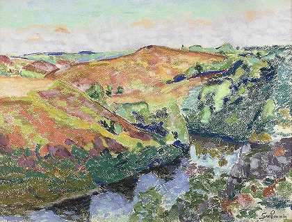 克罗赞特的风景`Landscape in Crozant (1893–1903) by Armand Guillaumin