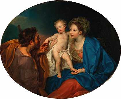 麦当娜和一个牧羊人的孩子`The Madonna and Child with a shepherd by Anton Von Maron
