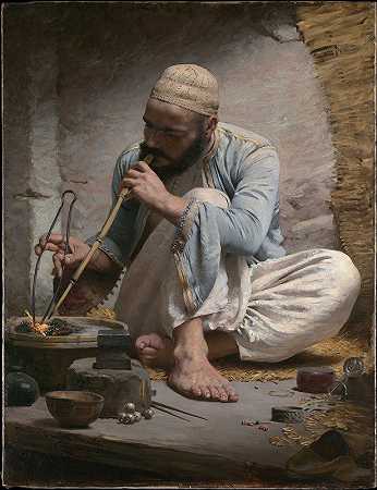 阿拉伯珠宝商`The Arab Jeweler (ca. 1882) by Charles Sprague Pearce