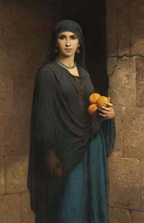 拿橘子的女人`Woman With Oranges by Charles Landelle