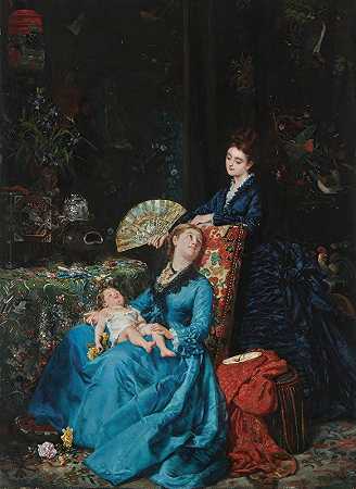 L睡着的孩子`Lenfant endormi by Jean Léon Pallière