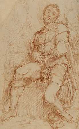 坐着的人`A Seated Man (1600–1610) by Bernardino Poccetti