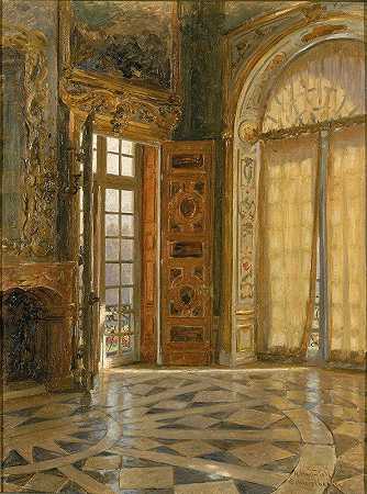 门厅角Schleisheim和路易特波德摄政王s宫`Vestibule Corner ;Schleissheim, Prince Regent Luitpolds Palace (1880) by Herman Hartwich