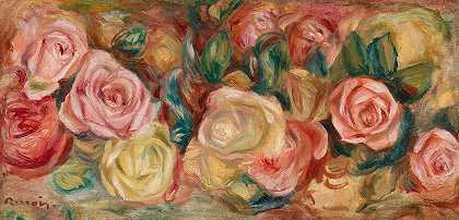 玫瑰（玫瑰）`Roses (Roses) (c. 1912) by Pierre-Auguste Renoir