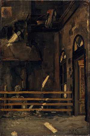 L的家歌剧-喜剧，L1887年5月15日火灾`Le Foyer de lOpéra~Comique, après lincendie du 15 mai 1887 (1887) by Henri-Martin Vos