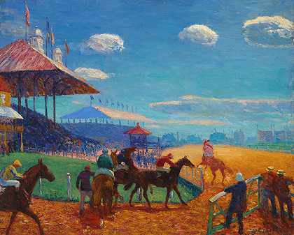 赛道`Race Track (1908–1909) by William James Glackens