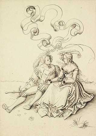 坐着的恋人`Sitzendes Liebespaar (1500~05) by Niklaus Manuel