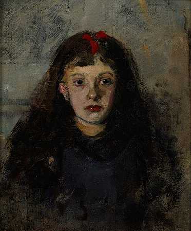 Zofia Sokołowska的女孩肖像`Portrait of a Girl – Zofia Sokołowska (1900) by Olga Boznanska