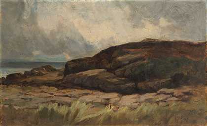 无标题（岩石景观）`Untitled (landscape with rocks) (1894) by Edward Mitchell Bannister