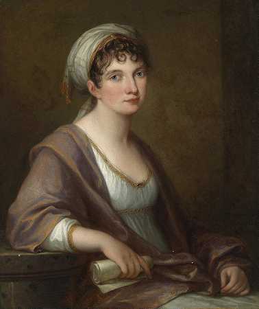 弗朗齐斯卡·冯·卡尤尼茨·里特伯格公主肖像`Portrait of Princess Franziska von Kaunitz~Rietberg (1805) by Angelica Kauffmann