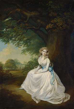 钱伯斯夫人`Lady Chambers (ca. 1789) by Arthur William Devis