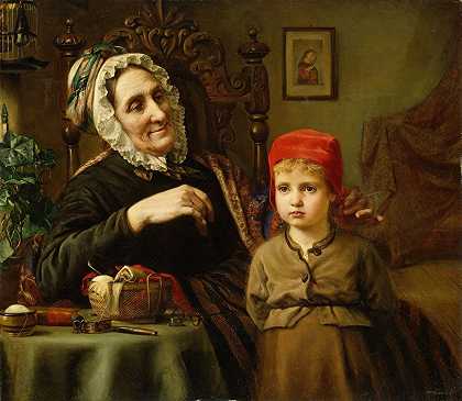 小红帽`Little Red Riding Hood (1872) by Harriet Backer