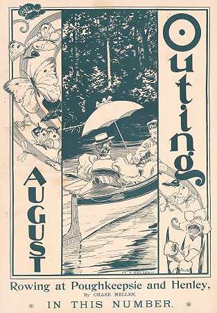 八月份在波基普西公园划船亨利，这个号码`Outing for August rowing at Poughkeepsie & Henley, in this number by Chase Mellen. (1896) by Chase Mellen. by Henry Summer Watson