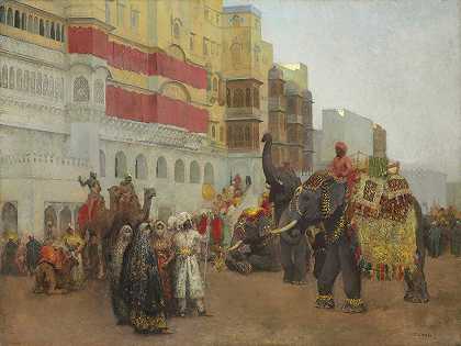 贝卡尼尔-贝洛奇斯坦的节日`A Fête Day at Bekanir – Beloochistan, Bekanir (ca 1895~1903.) by Edwin Lord Weeks