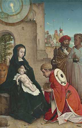 东方三博士的崇拜`The Adoration of the Magi (c. 1508~1519) by Juan de Flandes