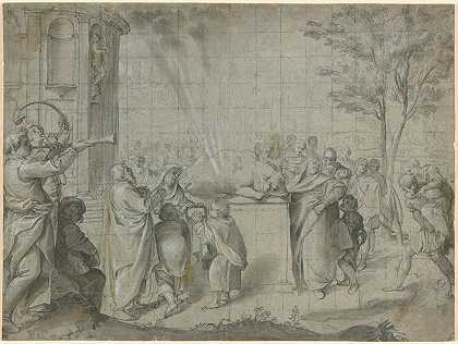 佩利亚斯对海王星的牺牲`The Sacrifice of Pelias to Neptune (1584) by Agostino Carracci