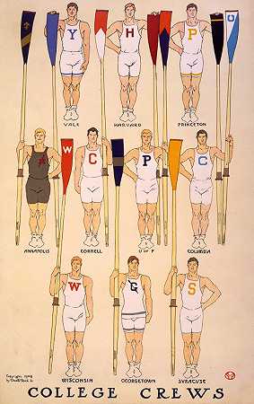 大学工作人员`College crews (1908) by Edward Penfield